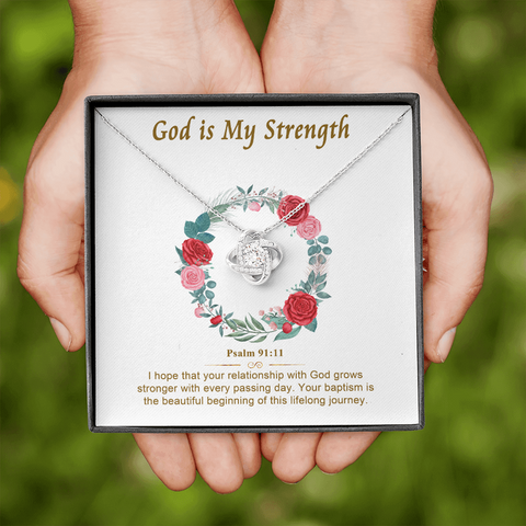 God is My Strength (Baptism W) To My Beautiful Mom (Knot Beauty) Necklace Template