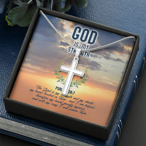 [GOD IS MY STRENGTH] Cross Necklace